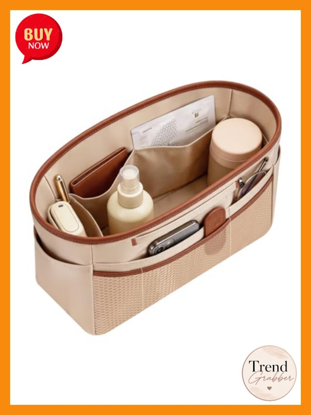 Satin Handbag Organizer Insert Multi Pocket Tote Bag Liner with Handles